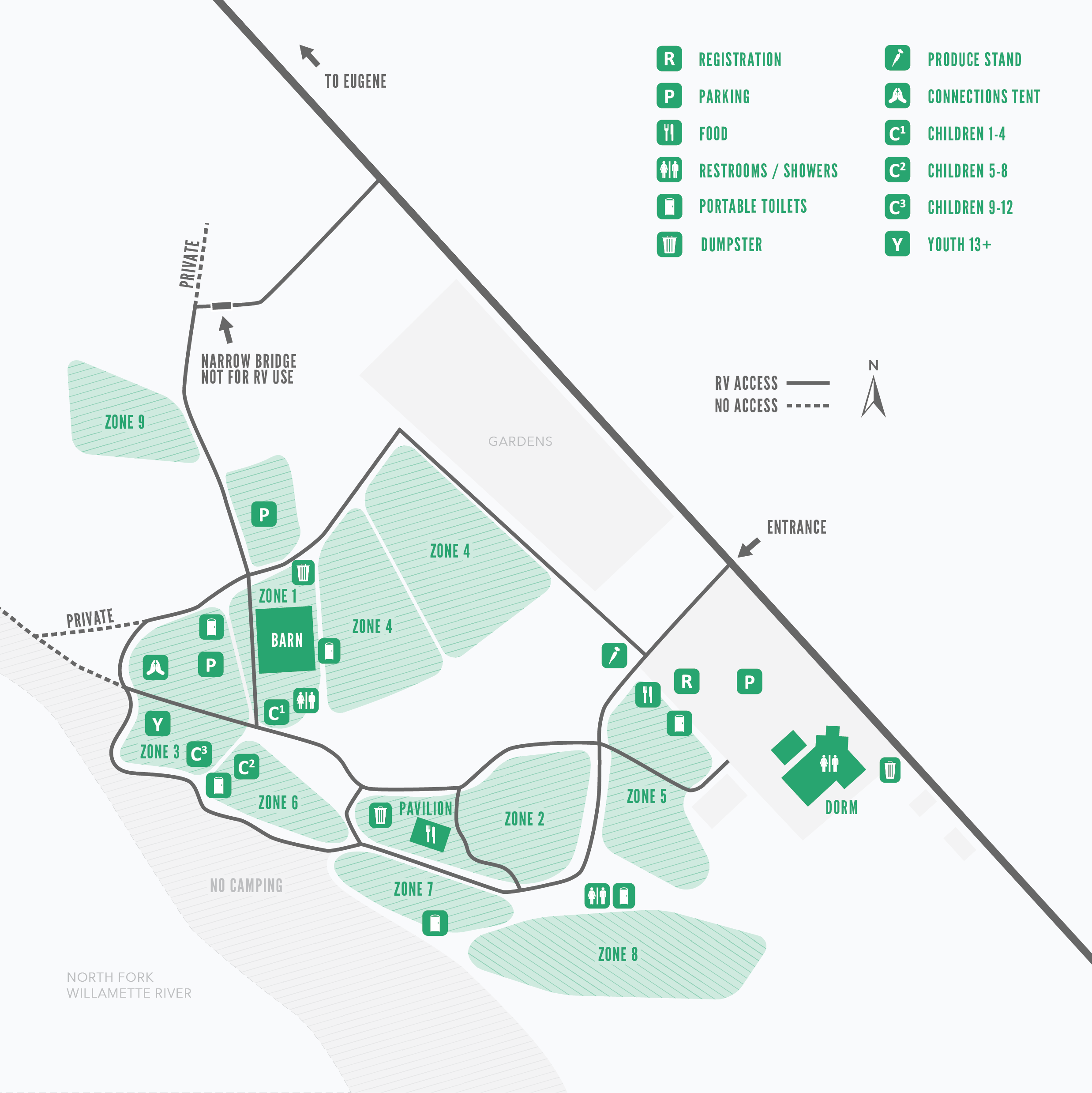 Map of lodging areas